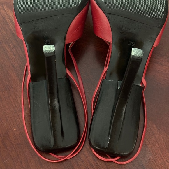 Alain Tondowski Paris Red Pointed Toe Sling Back Heels Size US 9 - Picture 6 of 12